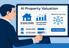 An investor evaluating property prices using an AI-powered valuation dashboard.
