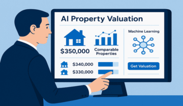 An investor evaluating property prices using an AI-powered valuation dashboard.