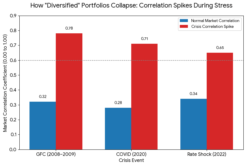 stacked bar graph shows how traditional real estate portfolio collapsed during tough time