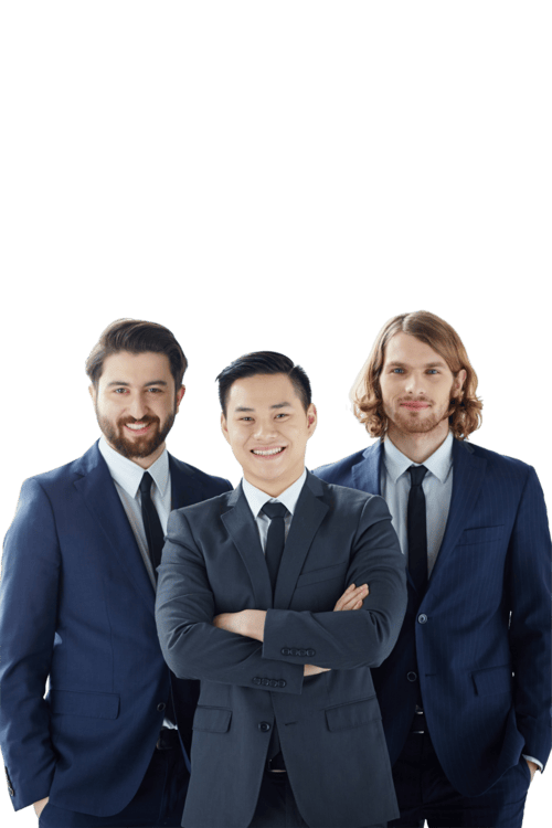 Three expert developers standing together, symbolizing our collective expertise in delivering advanced AI solutions.